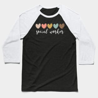Social Worker Hearts Baseball T-Shirt